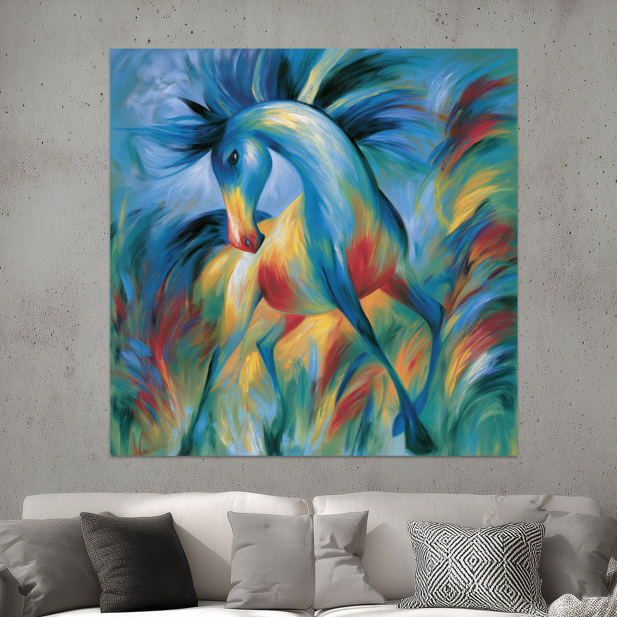 Abstraktes blaues Pferd