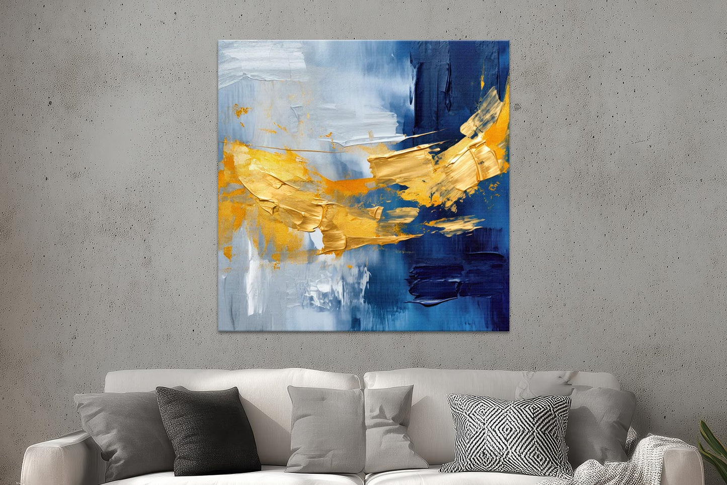 Abstraktion in Gold und Blau