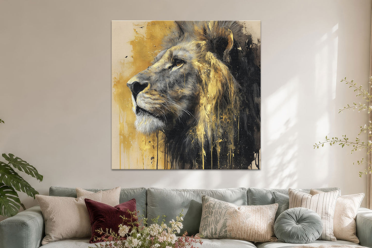 Löwe in Gold und Grau