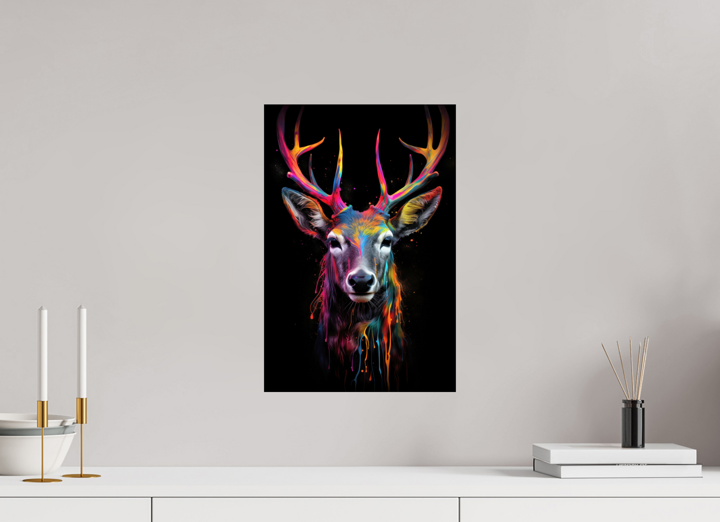30 x 45 cm, ChromaLuxe HD Bunter Hirsch in Neon-Farben