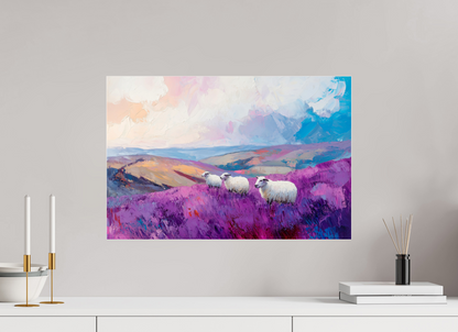 60 x 40 cm, Acrylglas Schafe in einer Heidelandschaft