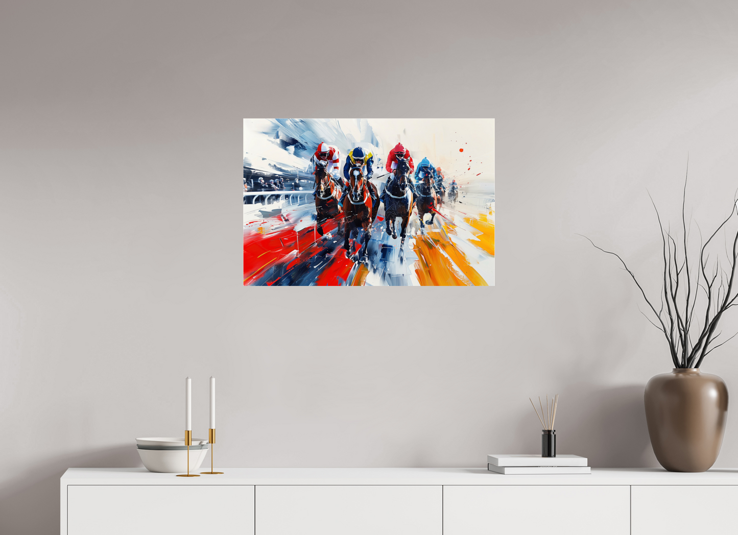 75 x 50 cm, Acrylglas Pferderennen