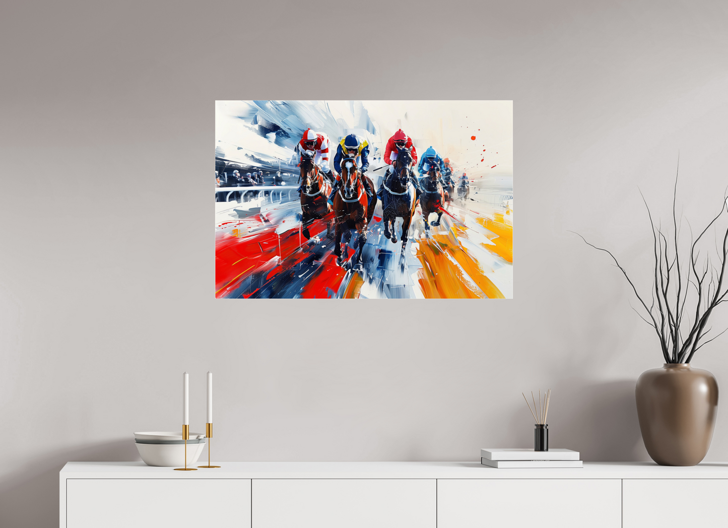 90 x 60 cm, Acrylglas Pferderennen