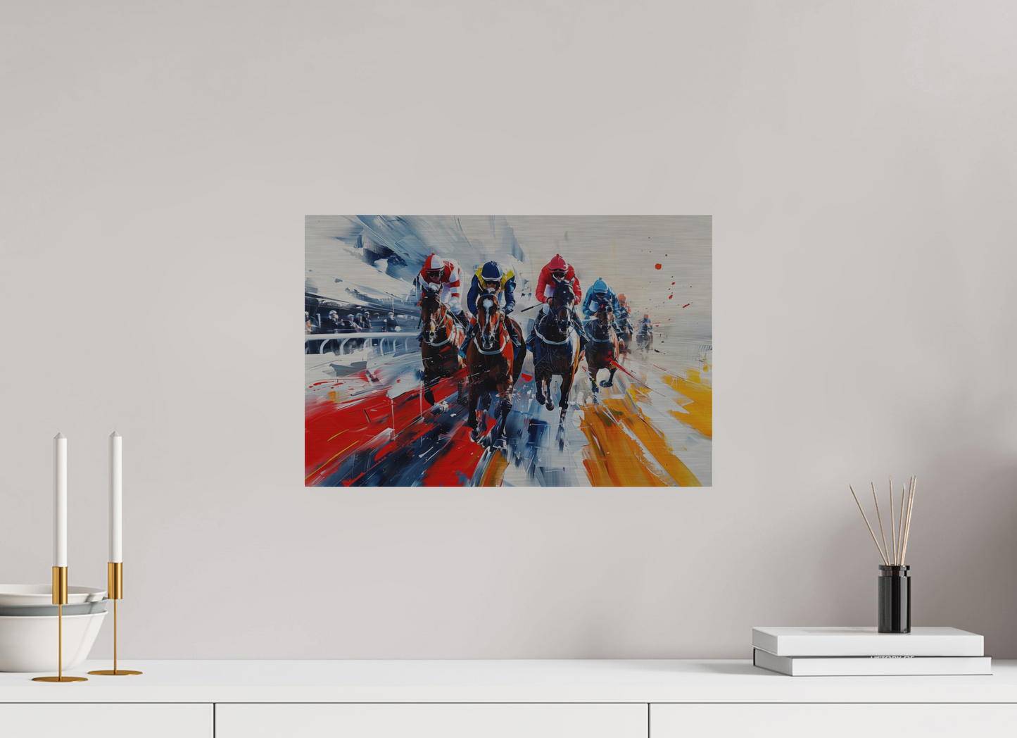45 x 30 cm, Alu Dibond gebürstet Pferderennen