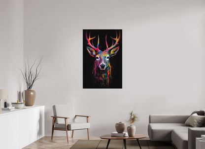 80 x 120 cm, Forex Bunter Hirsch in Neon-Farben