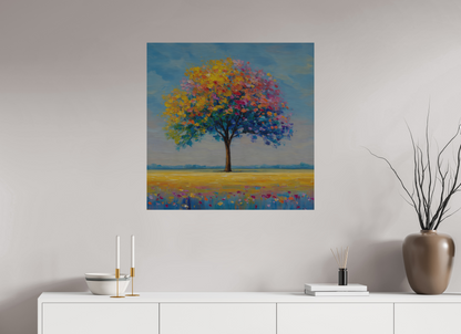 80 x 80 cm, Alu Dibond gebürstet Baum mit bunten Blättern