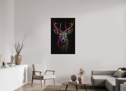 80 x 120 cm, Alu Dibond gebürstet Bunter Hirsch in Neon-Farben