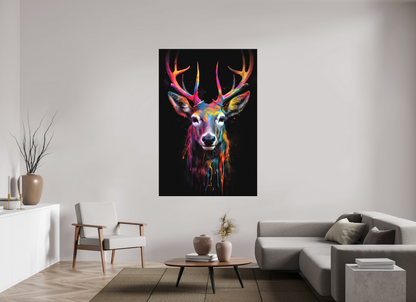 120 x 180 cm, Leinwand Bunter Hirsch in Neon-Farben