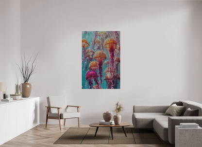 100 x 150 cm, Alu Dibond gebürstet Dekorative Quallen