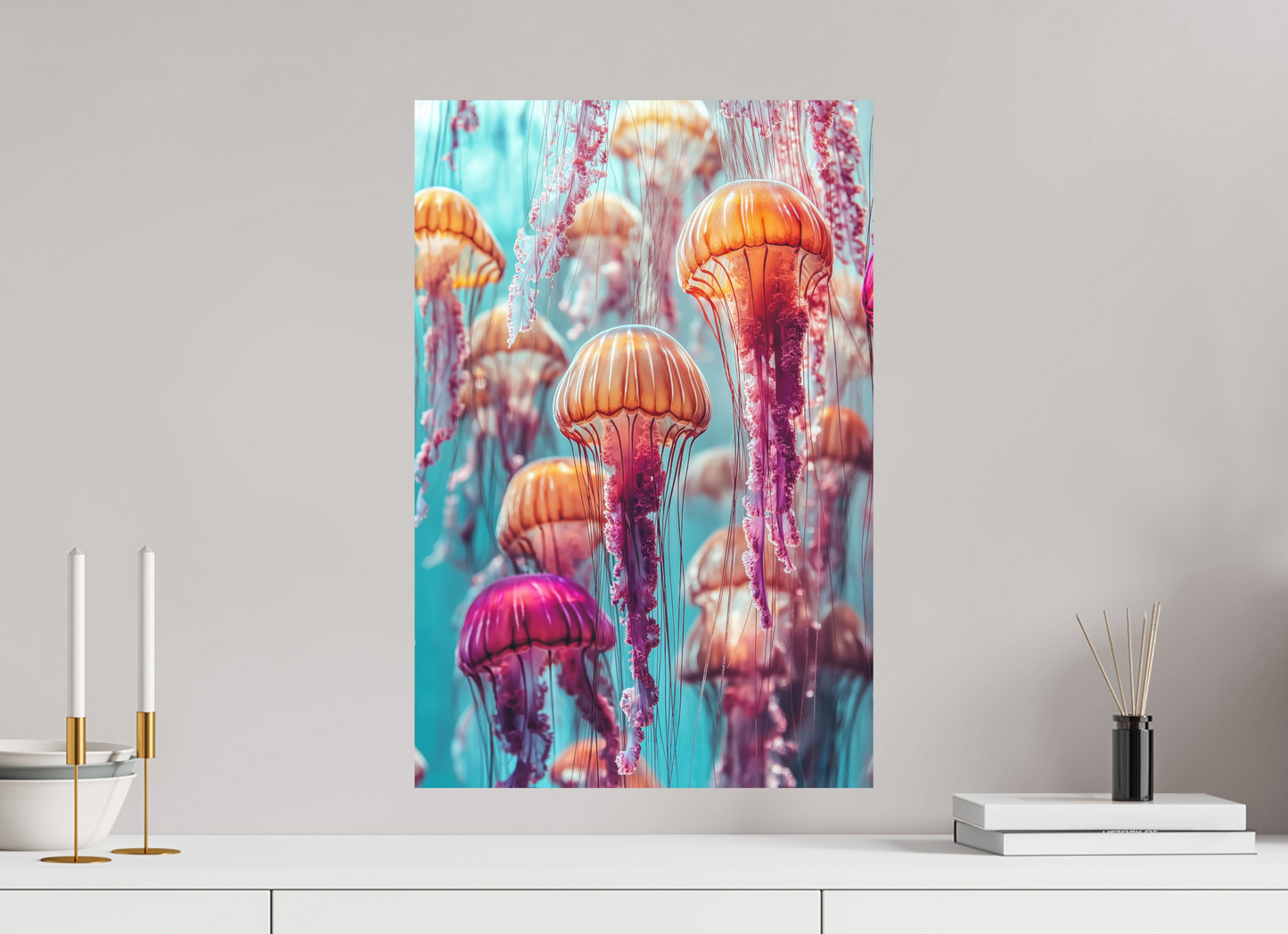 40 x 60 cm, Alu Dibond Dekorative Quallen