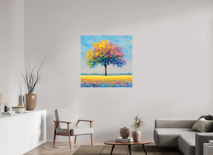 100 x 100 cm, Leinwand Baum mit bunten Blättern