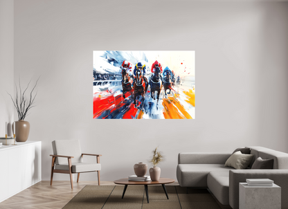 180 x 120 cm, Leinwand Pferderennen