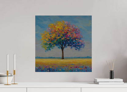 50 x 50 cm, Alu Dibond gebürstet Baum mit bunten Blättern