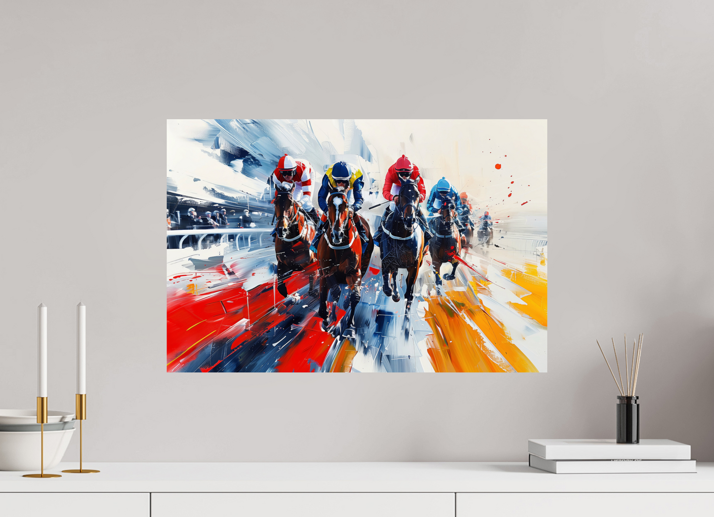 60 x 40 cm, ChromaLuxe HD Pferderennen