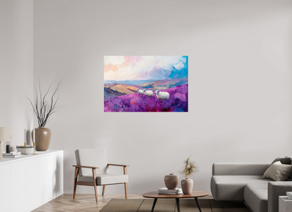 120 x 80 cm, ChromaLuxe HD Schafe in einer Heidelandschaft