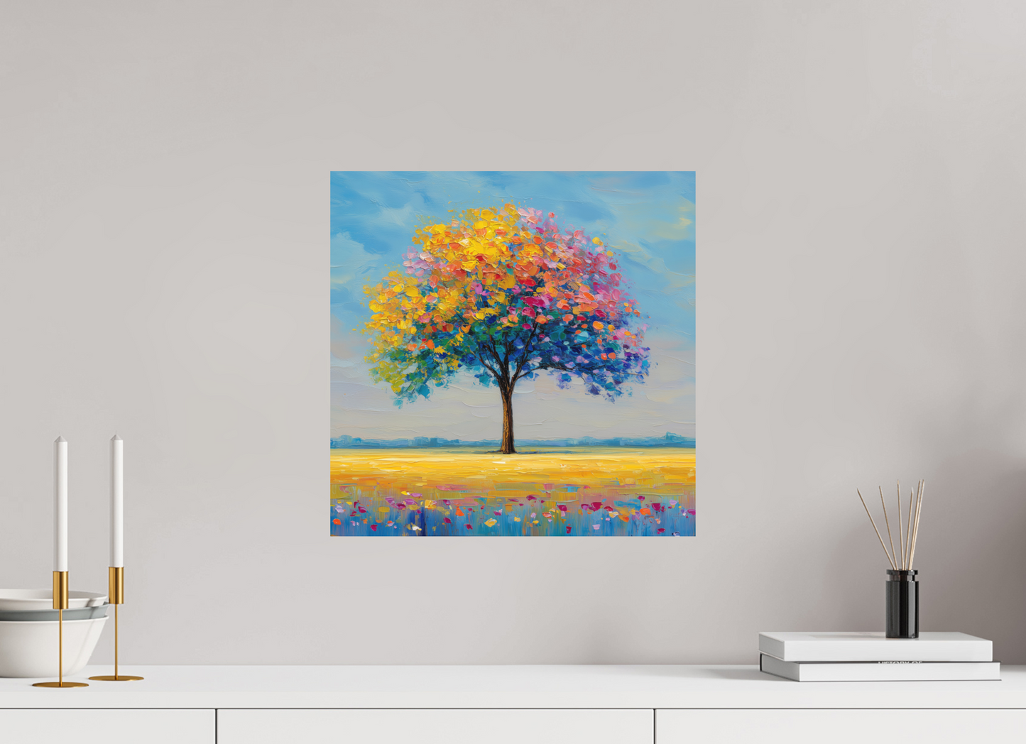 40 x 40 cm, Forex Baum mit bunten Blättern