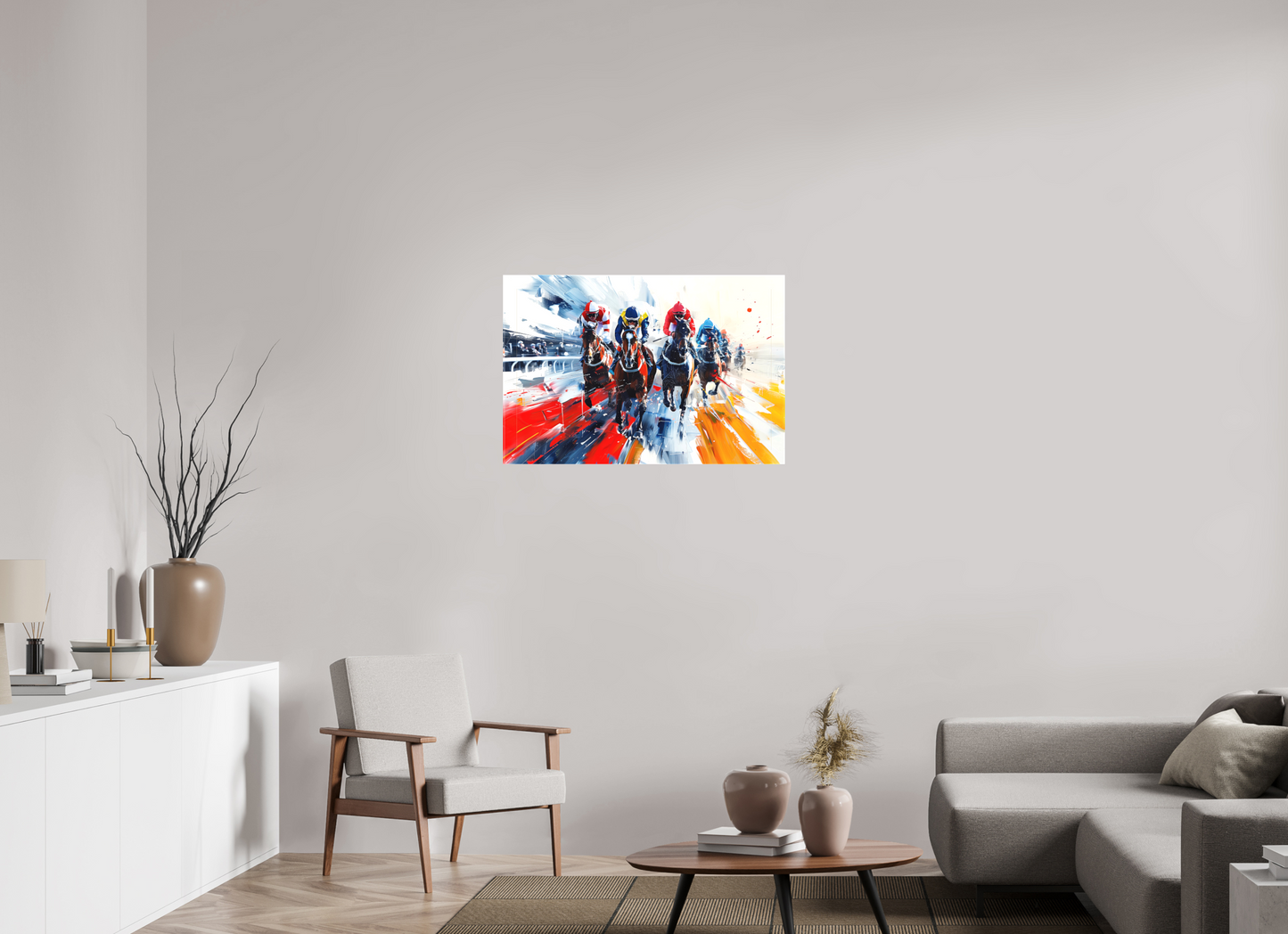 90 x 60 cm, Leinwand Pferderennen