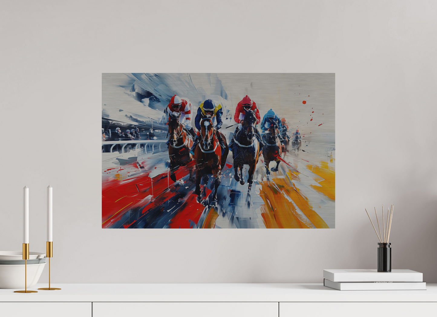 60 x 40 cm, Alu Dibond gebürstet Pferderennen