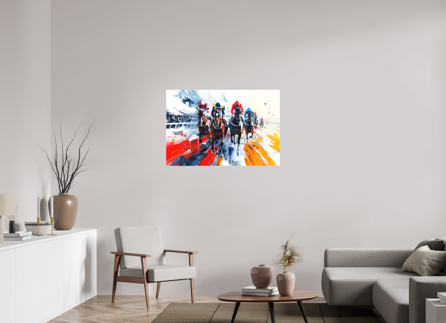 105 x 70 cm, Leinwand Pferderennen