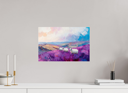 45 x 30 cm, Acrylglas Schafe in einer Heidelandschaft