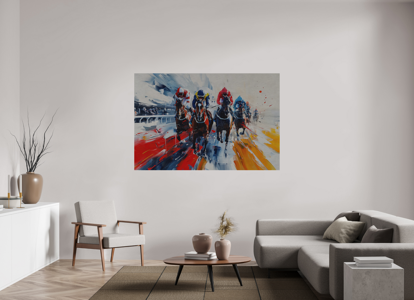 180 x 120 cm, Alu Dibond gebürstet Pferderennen