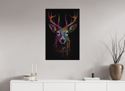 60 x 90 cm, Alu Dibond gebürstet Bunter Hirsch in Neon-Farben