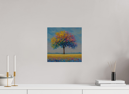 30 x 30 cm, Alu Dibond gebürstet Baum mit bunten Blättern