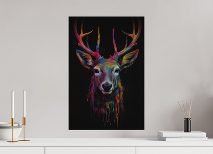 40 x 60 cm, Alu Dibond gebürstet Bunter Hirsch in Neon-Farben