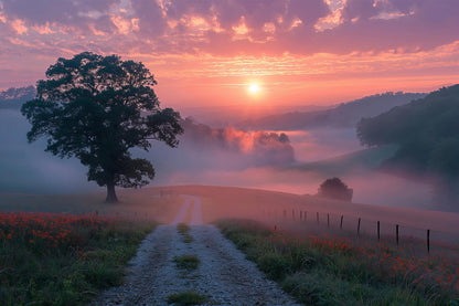 Traumhafter Morgen - Modernes Landschaftswandbild im Stil einer Fotografie auf Leinwand, Acrylglas, Alu-Dibond oder als Poster