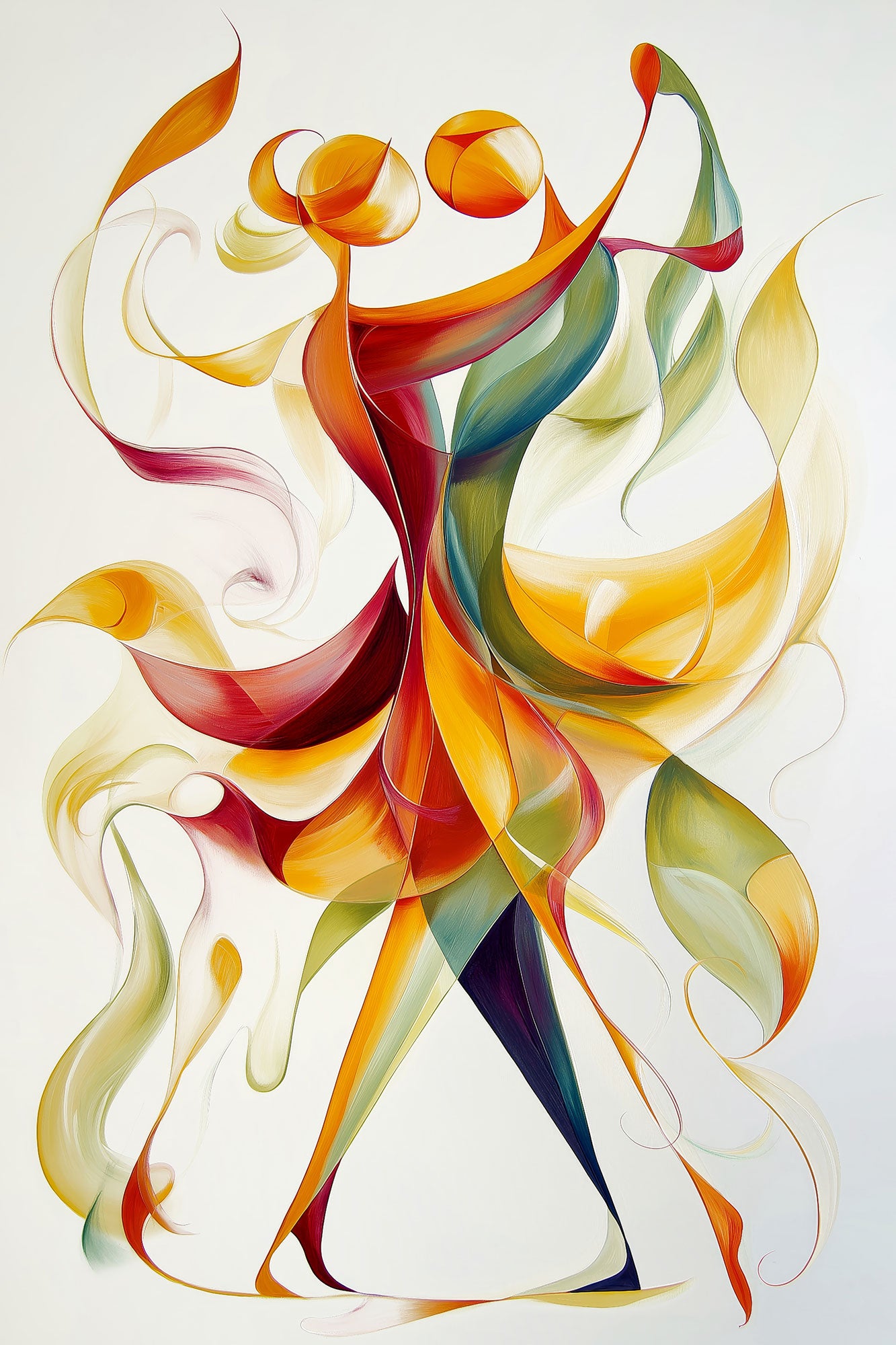 Abstrakte tanzende Figuren im Stil einer Illustration als hochwertiger Kunstdruck auf Leinwand, Alu-Dibond, hinter Acrylglas oder als Poster.