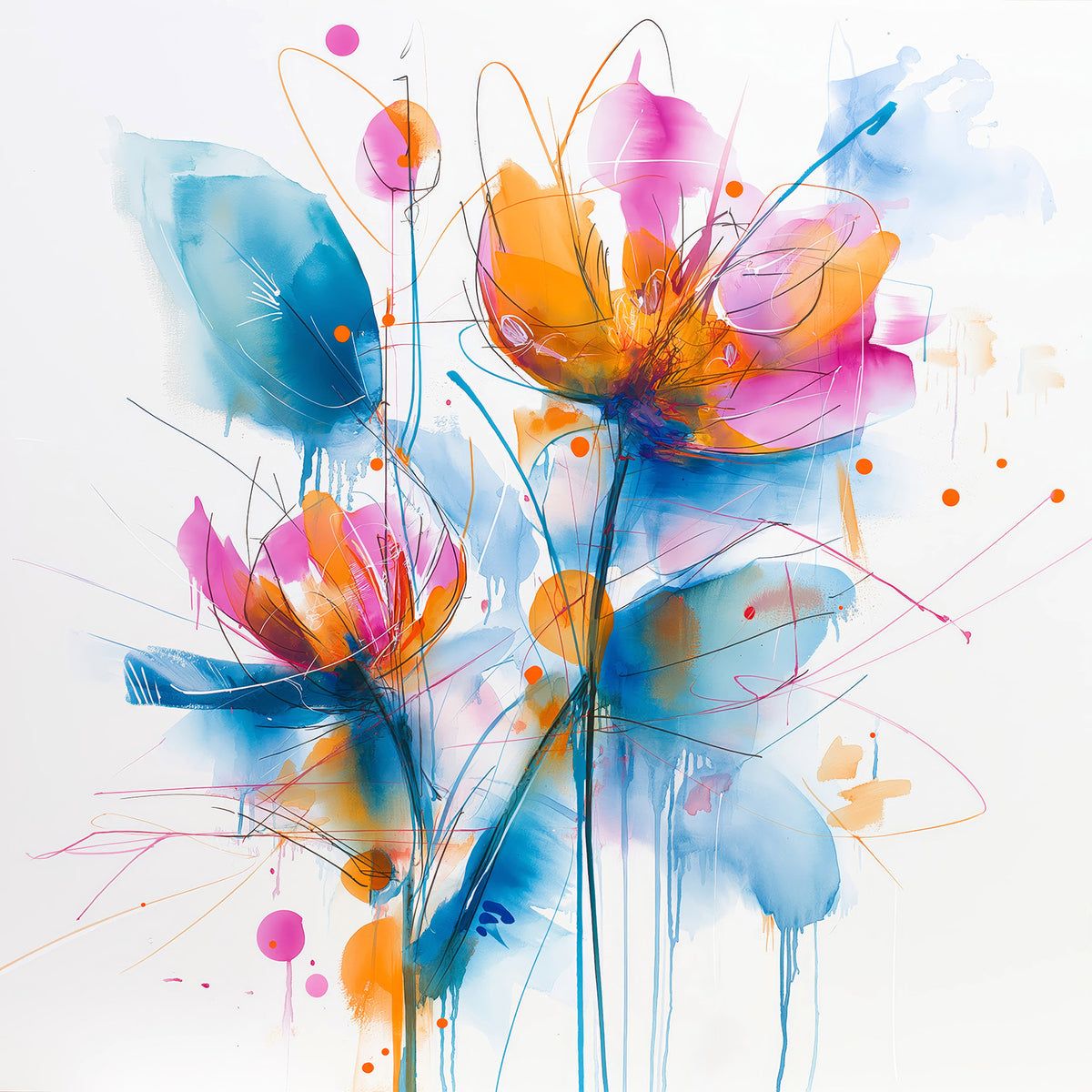 Blumenimpression im Stil eines abstrakten Aquarell-Gemäldes. Jetzt als hochwertiges Poster oder Wandbild bestellen, z.B. auf Leinwand, Alu-Dibond oder hinter Acrylglas.