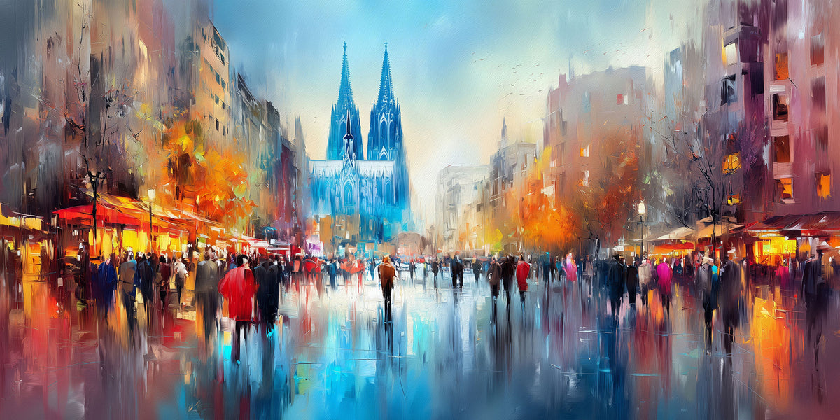 Abstraktes Köln Gemälde als hochwertiger Kunstdruck. Jetzt bestellen als Wandbild auf Leinwand, Alu-Dibond, hinter Acrylglas oder als Poster. Versandkostenfreie Lieferung innerhalb Deutschlands.