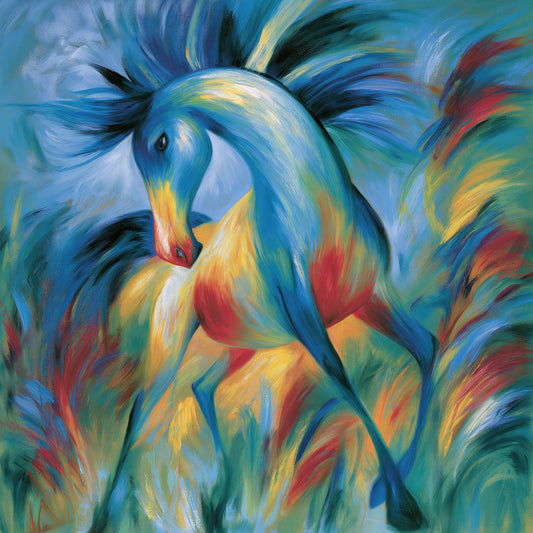 Abstraktes Pferdegemälde als hochwertiger Kunstdruck. Jetzt bestellen als Wandbild auf Leinwand, Alu-Dibond, hinter Acrylglas oder als Poster. Versandkostenfreie Lieferung innerhalb Deutschlands.