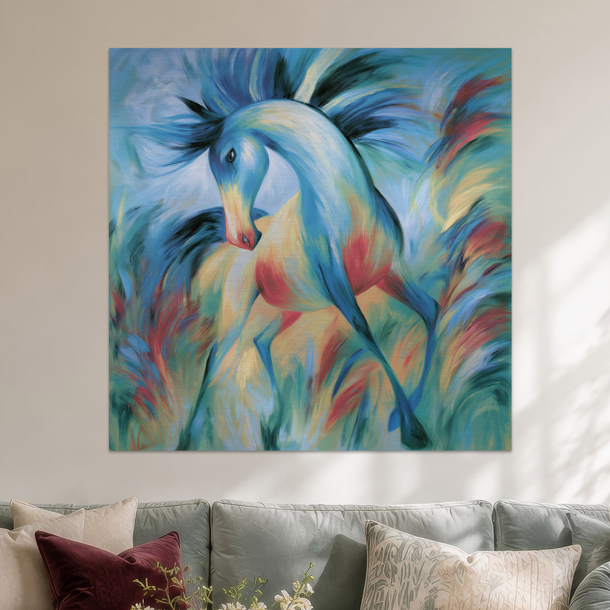 Abstraktes blaues Pferd