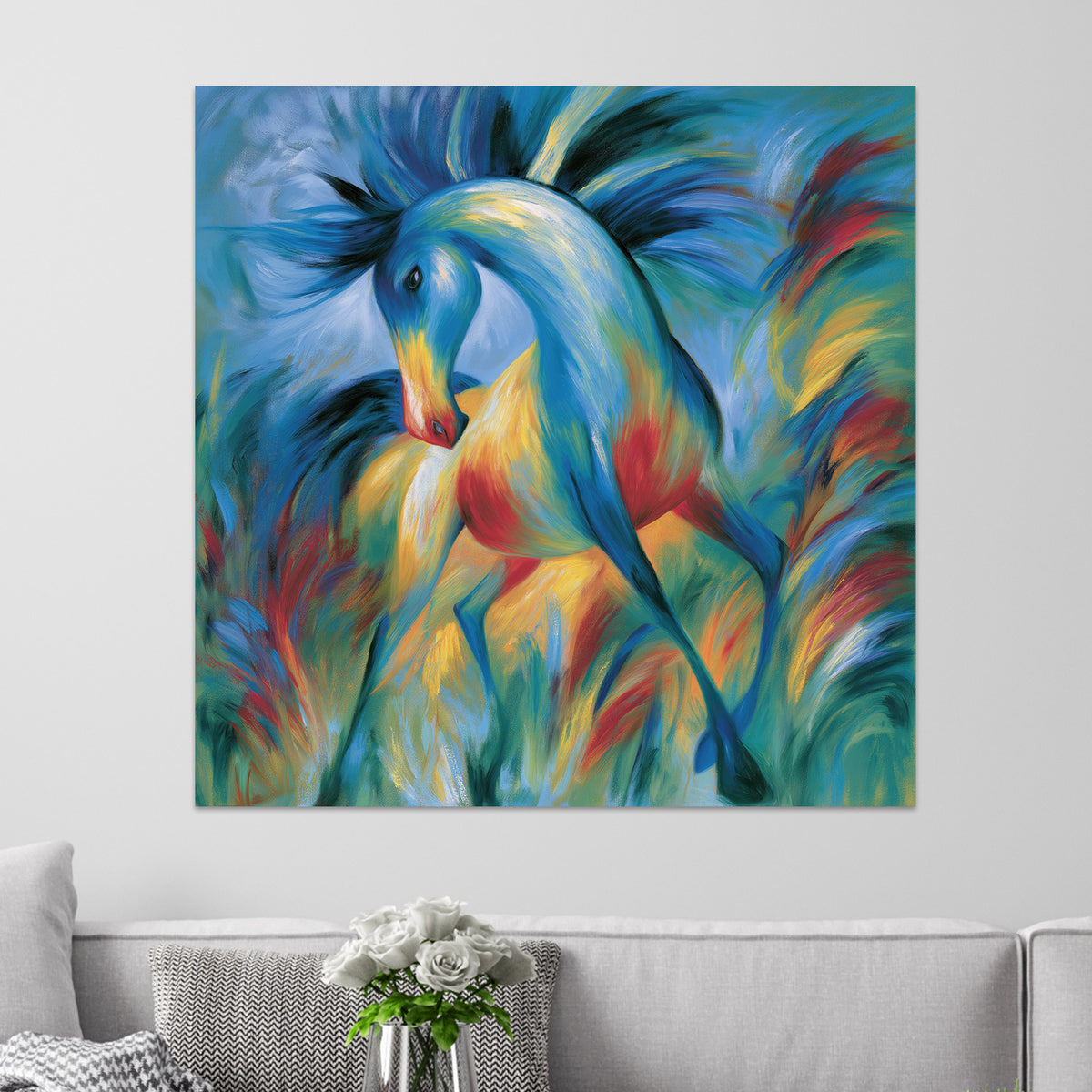 Abstraktes blaues Pferd