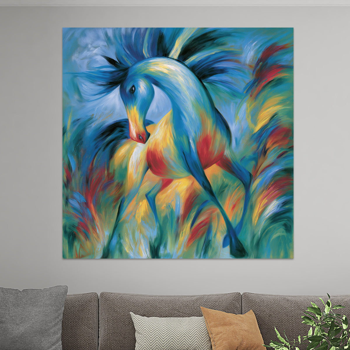 Abstraktes blaues Pferd