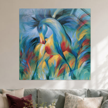 Abstraktes blaues Pferd