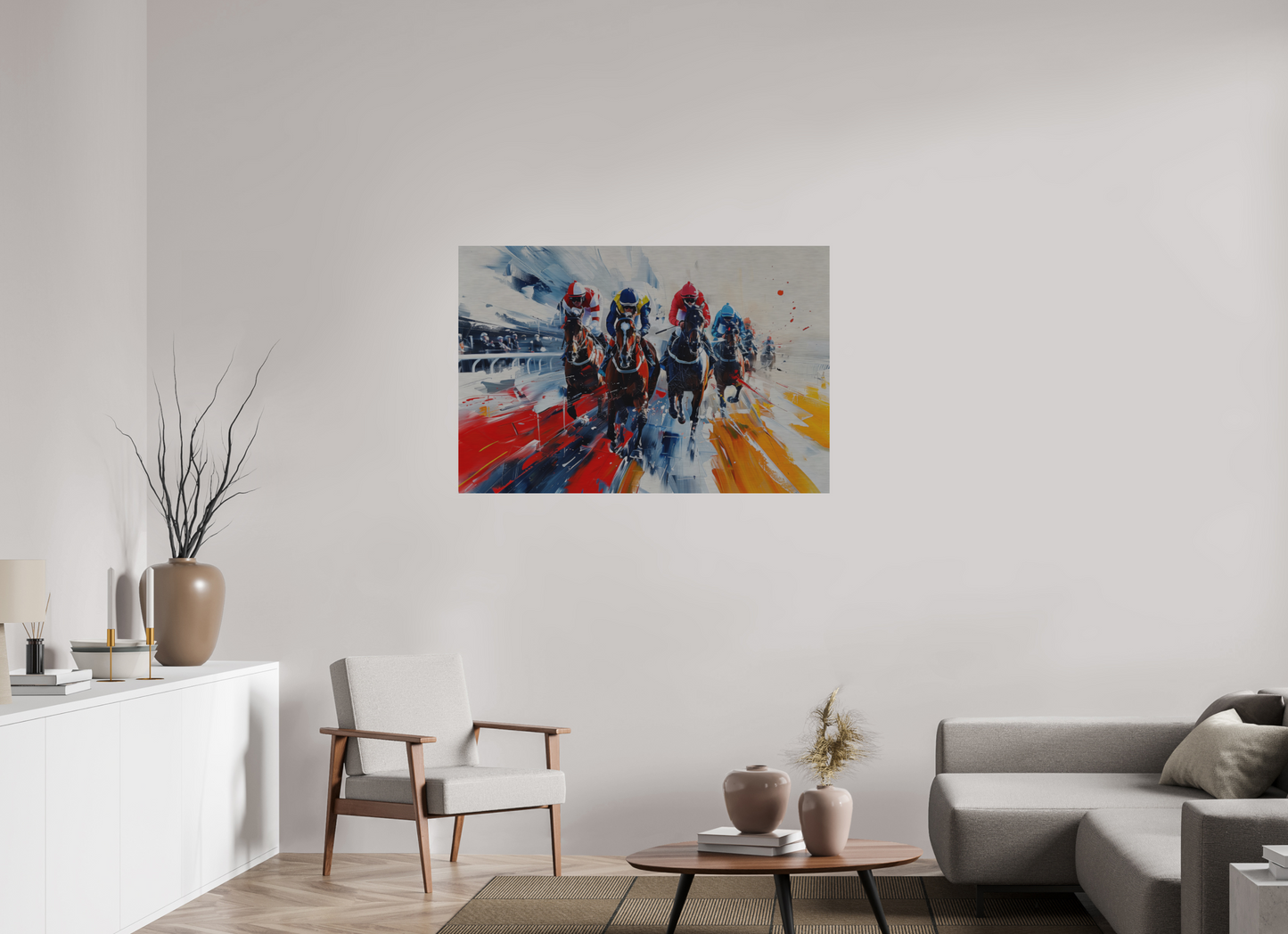 120 x 80 cm, Alu Dibond gebürstet Pferderennen