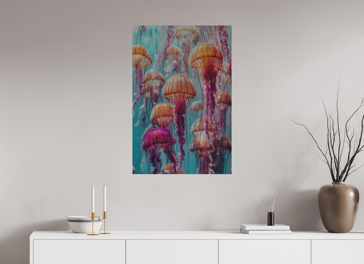 60 x 90 cm, Alu Dibond gebürstet Dekorative Quallen