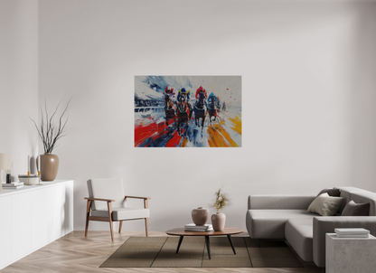 150 x 100 cm, Alu Dibond gebürstet Pferderennen