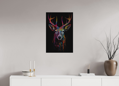 50 x 75 cm, Alu Dibond gebürstet Bunter Hirsch in Neon-Farben