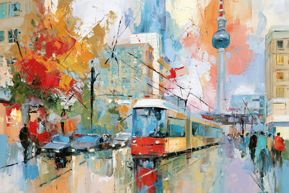 Modernes abstraktes Berlin Alexanderplatz-Gemälde als hochwertiger Kunstdruck. Jetzt bestellen als Wandbild auf Leinwand, Alu-Dibond, hinter Acrylglas oder als Poster.