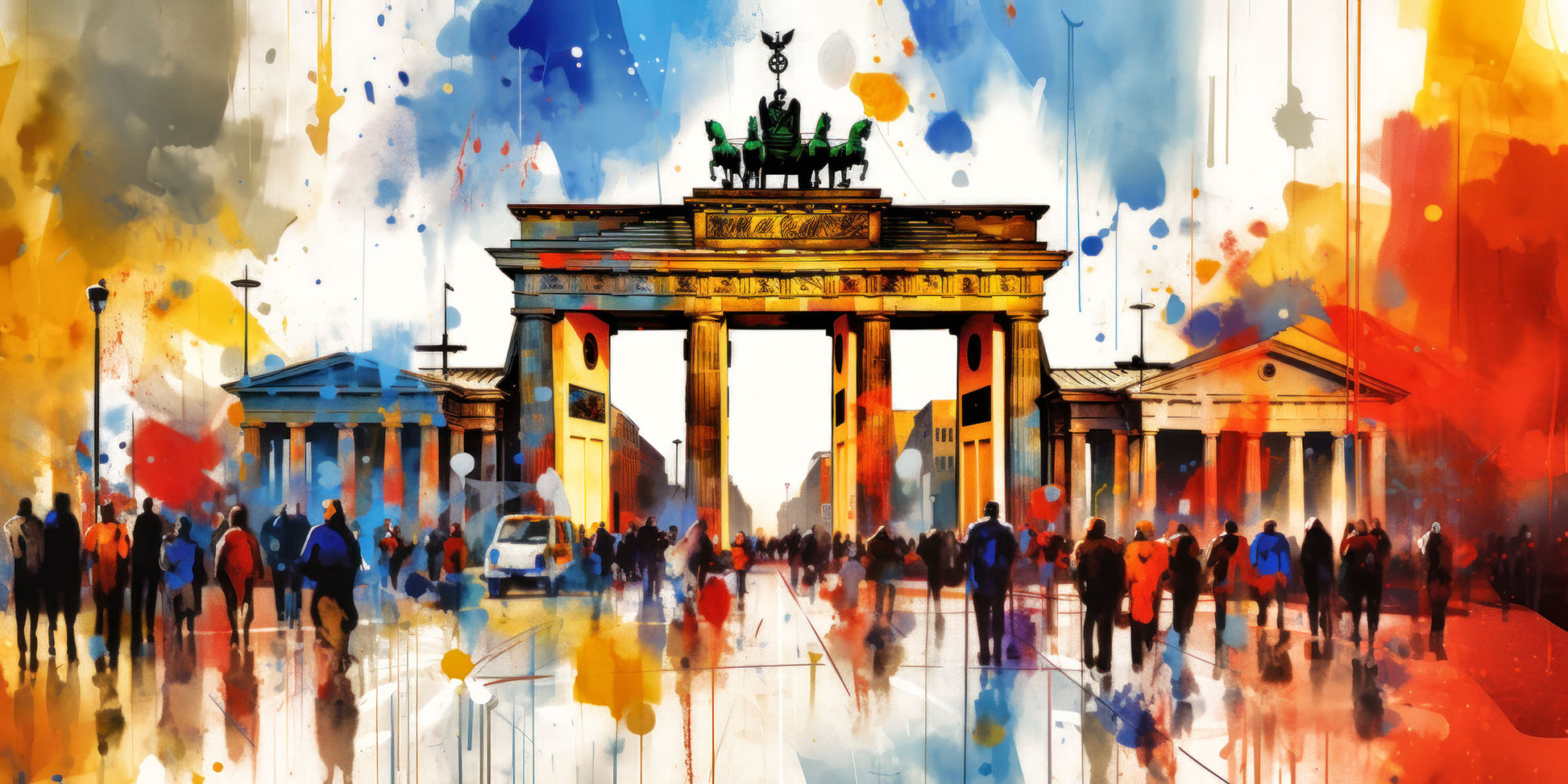 Modernes Berlin Pop Art Wandbild als Kunstdruck auf Leinwand, Acrylglas Alu-Dibond oder als Poster.