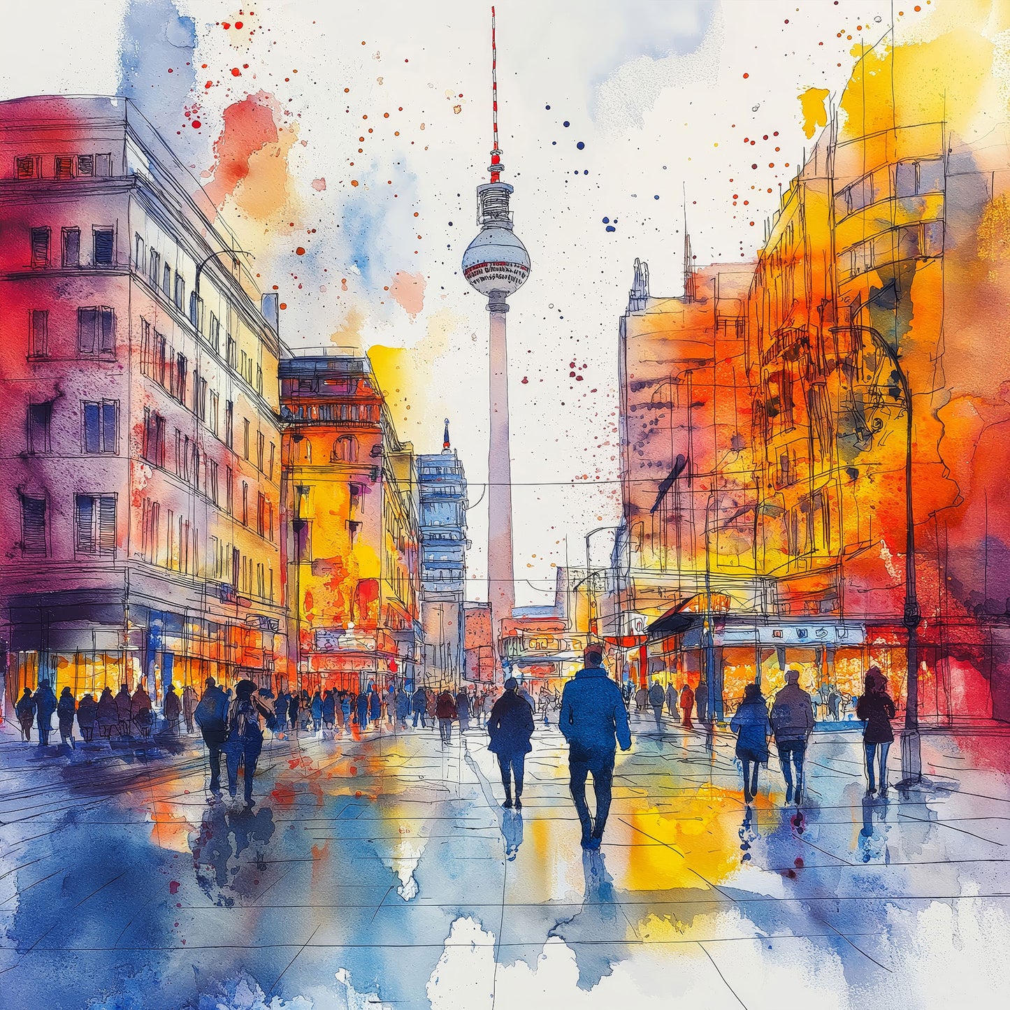 Moderne abstrakte Berlin-Illustration als hochwertiger Kunstdruck auf Leinwand, Alu-Dibond oder hinter Acrylglas. 