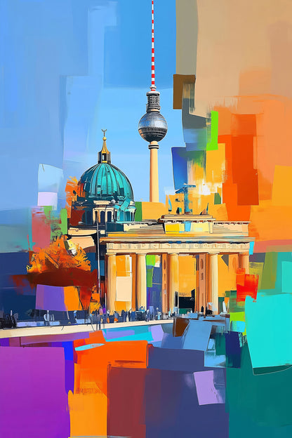 Modernes Berlin Gemälde als Kunstdruck - hochwertiges Wandbild auf Leinwand, Alu-Dibond oder hinter Acrylglas.