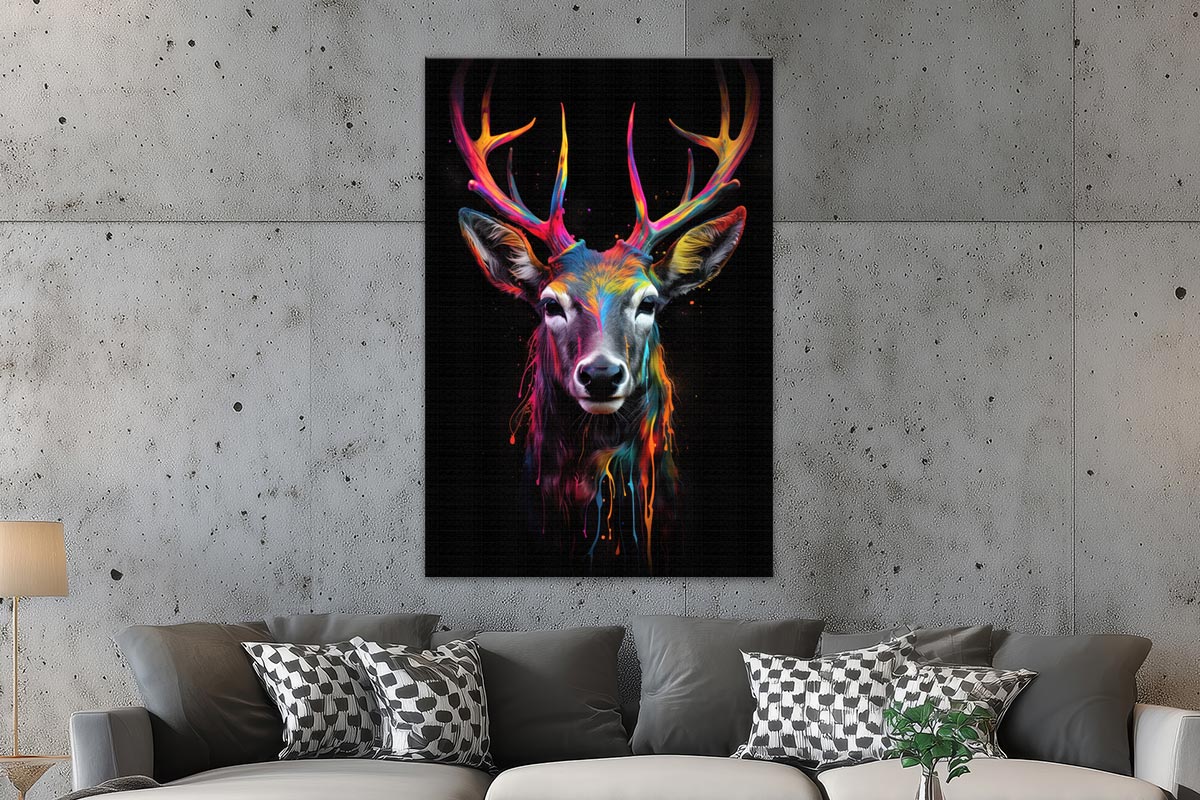 Bunter Hirsch in Neon-Farben