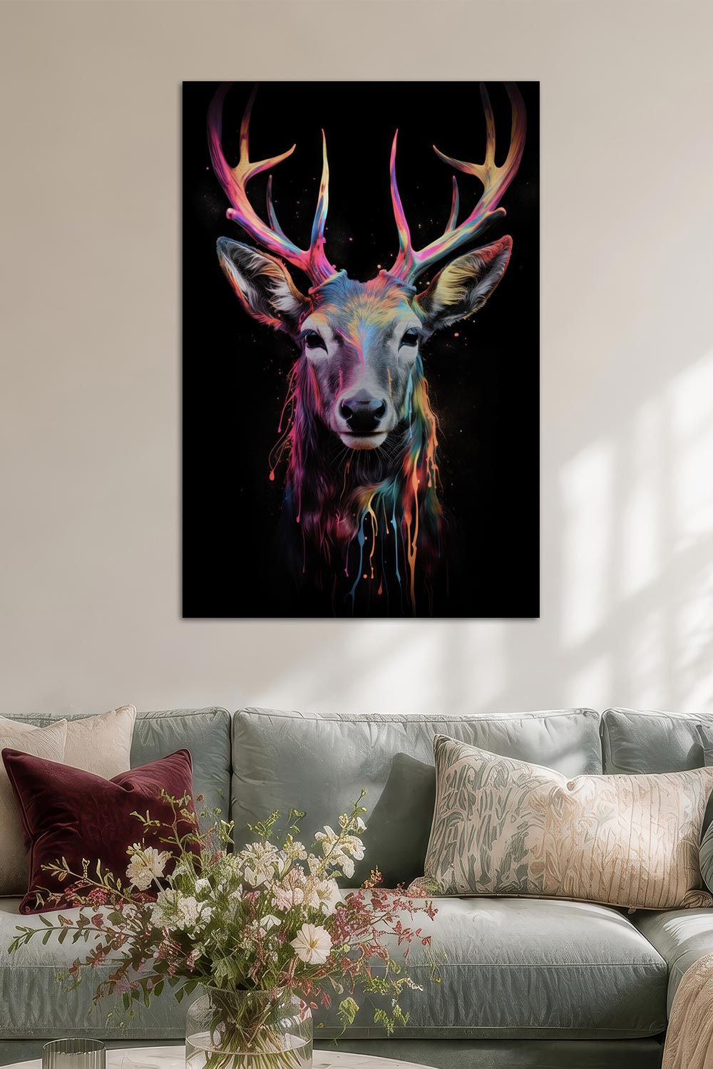 Bunter Hirsch in Neon-Farben