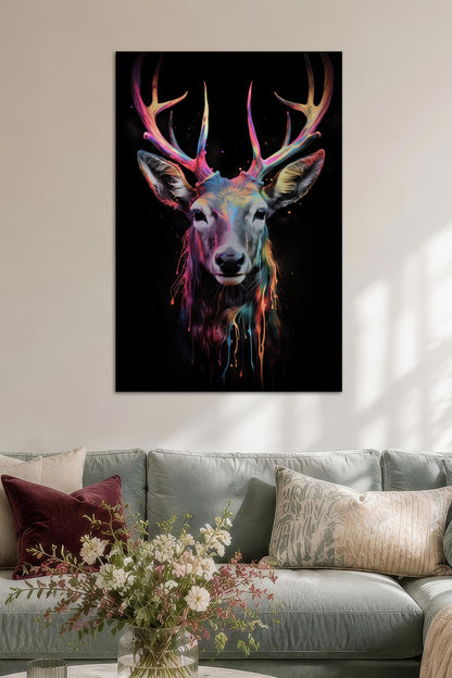 Bunter Hirsch in Neon-Farben