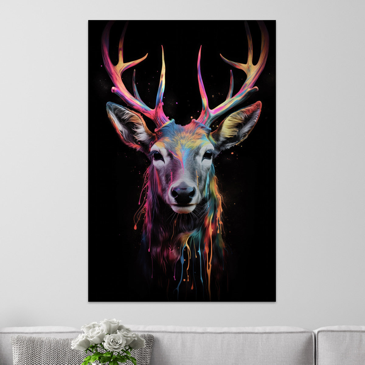 Bunter Hirsch in Neon-Farben