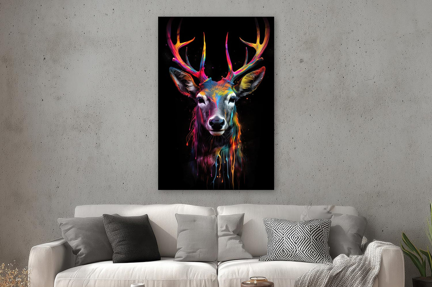 Bunter Hirsch in Neon-Farben